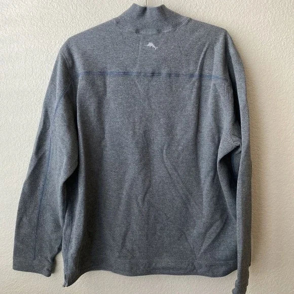 Tommy Bahama Mens Sweater Size Large Cotton Quarter Zip Pullover Gray - Picture 2 of 10